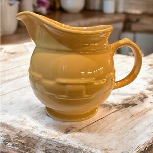 VTG Longaberger Pottery Woven Traditions Butternut Yellow Large 3qt. 8”Pitcher